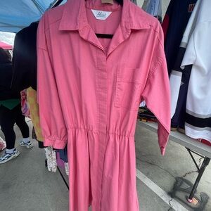 ADORA Pink Long Sleeve Shirt Dress for Casual Wear
